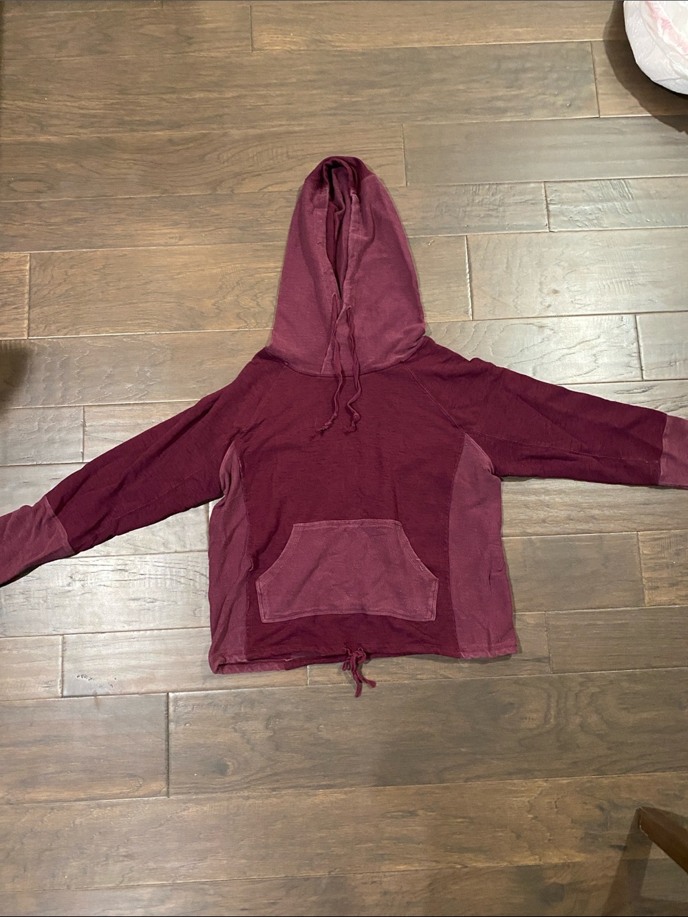Betsey Johnson Maroon Two-Tone Hooded Pullover